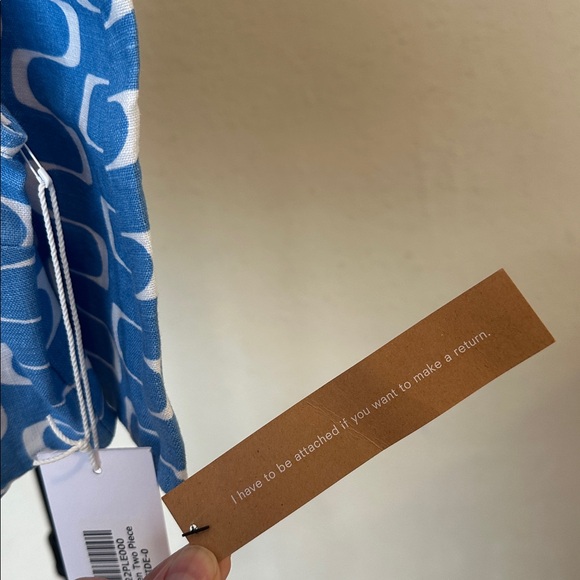 Reformation Farley 100% Linen pool side 2 pc set Blue White Patterned Skirt NWT - Picture 10 of 17